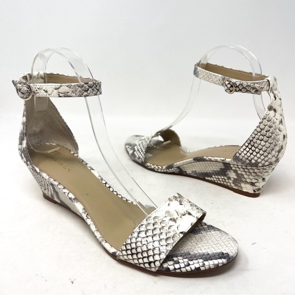 Ann Taylor Giuliana Snake Print Genuine Leather Wedge Sandals ankle strap size 9 - Picture 2 of 10